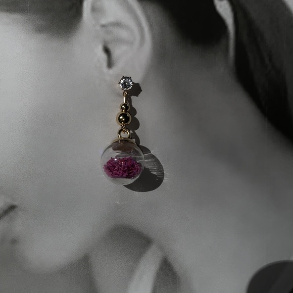 Hand Crafted Purple Drop Glass Ball Dangling Earrings - Picture 3 of 10